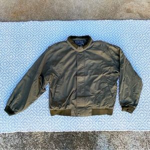 PACIFIC TRAIL Men’s Olive Green Jacket Full Zip Buttoned Bomber Size L Outerwear